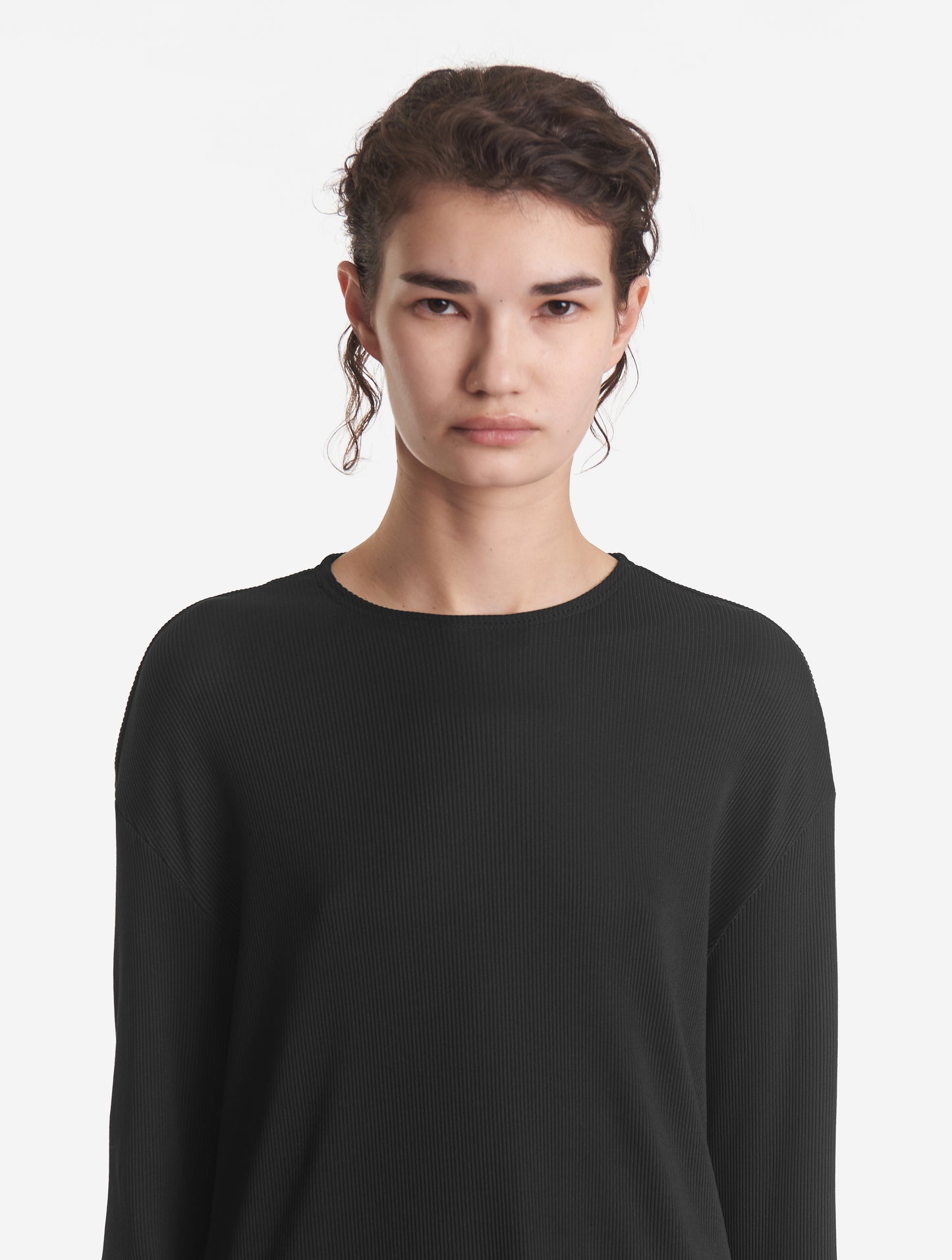 Rib-Knit Long-Sleeved Dress