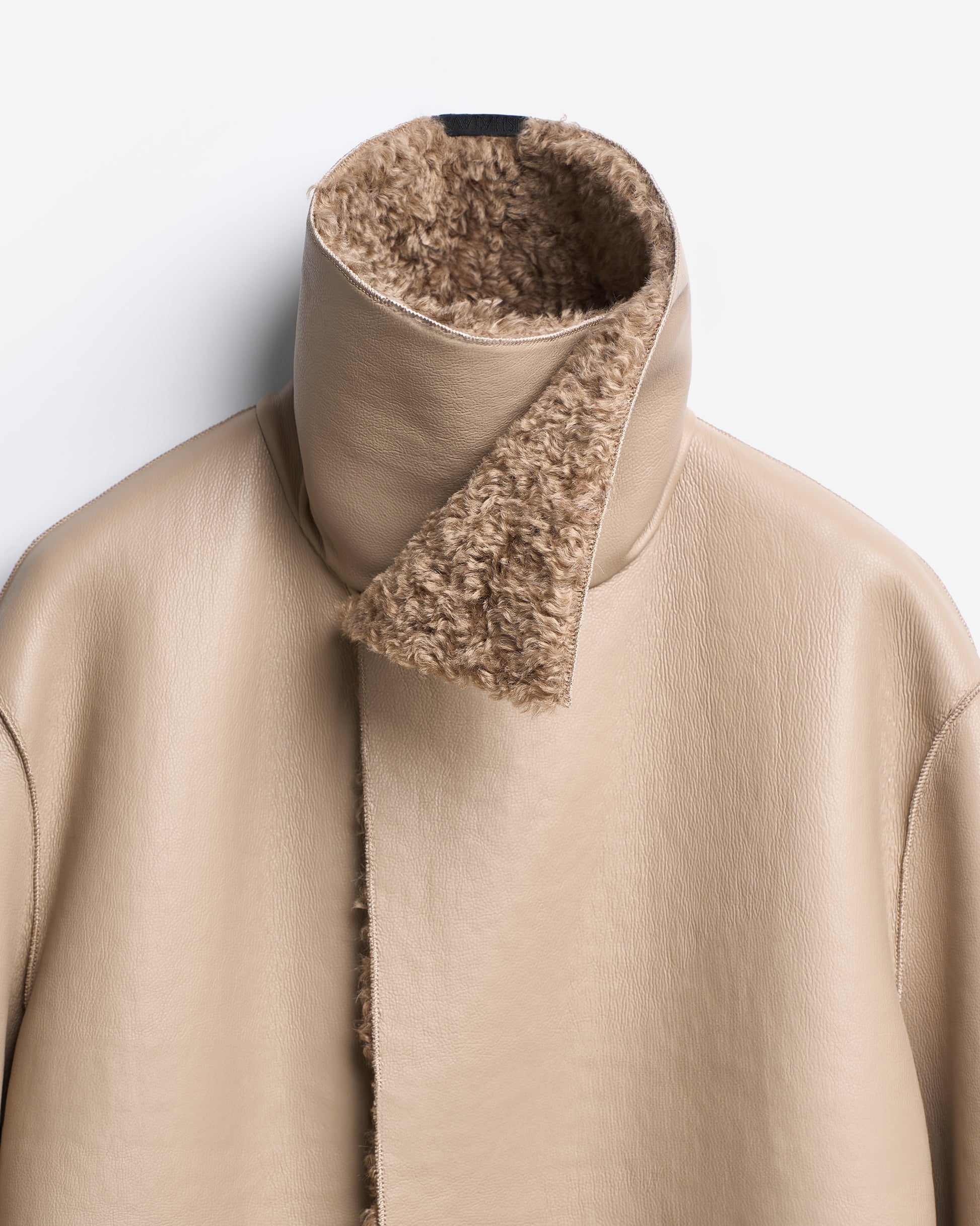 Long Reversible Shearling Coat