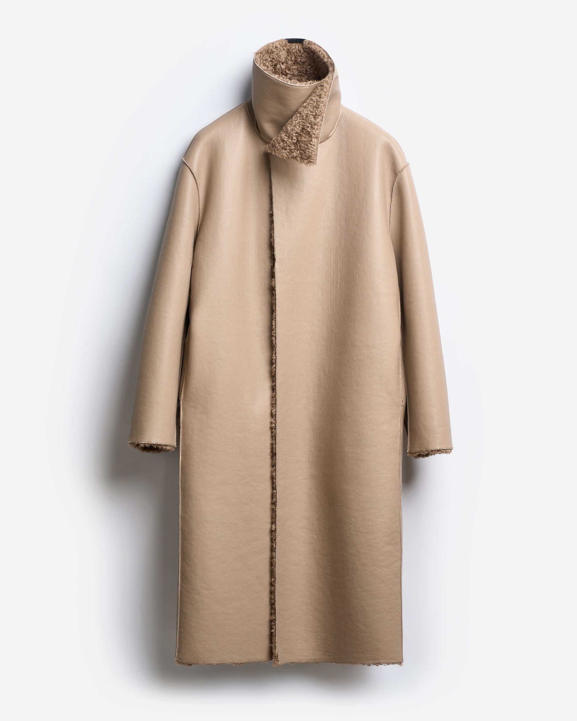Long Reversible Shearling Coat